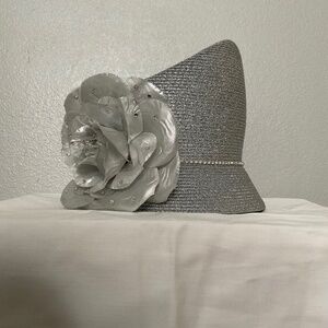Fascinator Hat Silver Vintage Metallic Church Formal Tea Hat Mr Song